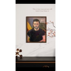 Portrait of Volodymyr Zelensky, oil, canvas on cardboard, 30*40 cm, buy in Ukraine, Kyiv, delivery to any country